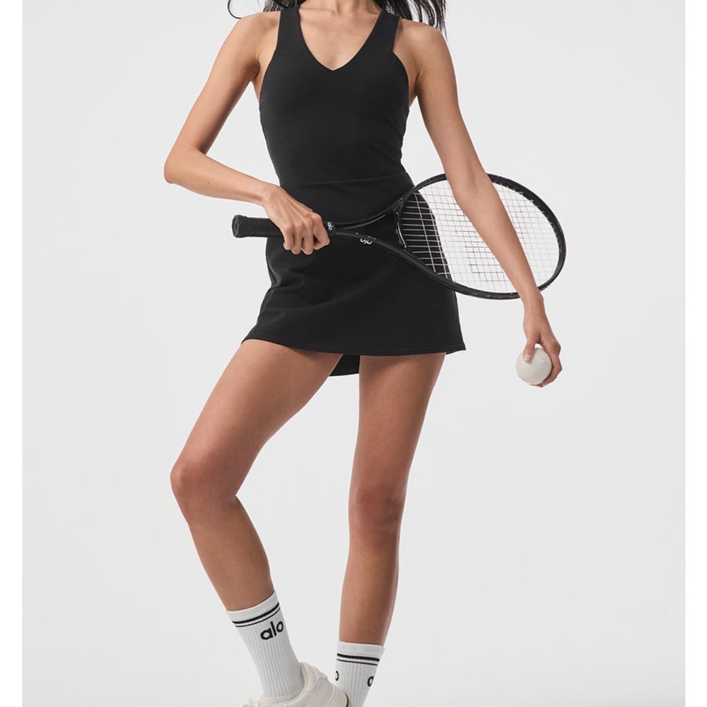 ALO Yoga Black Tennis Dress airbrush real dress